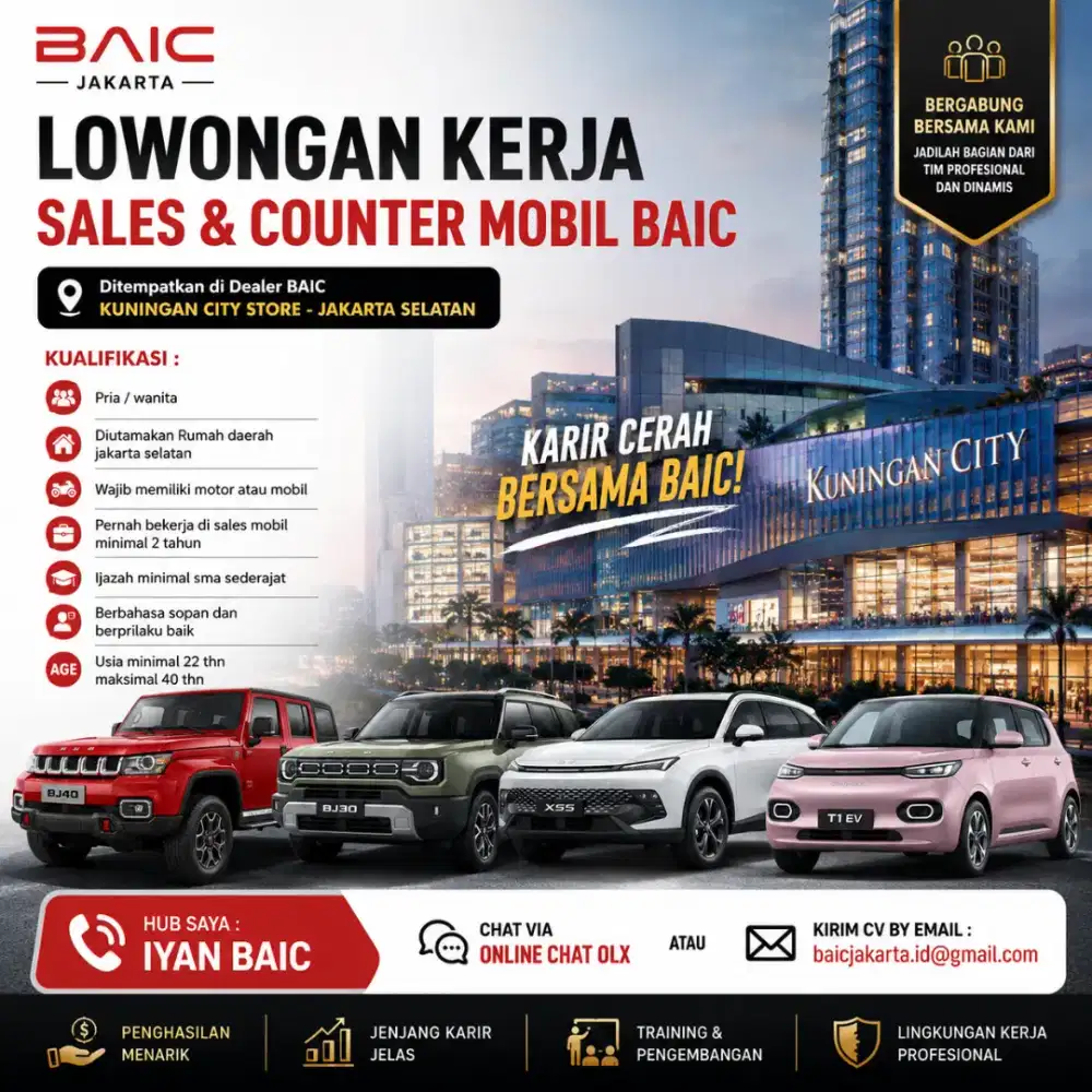 Lowongan kerja sales mobil BAIC