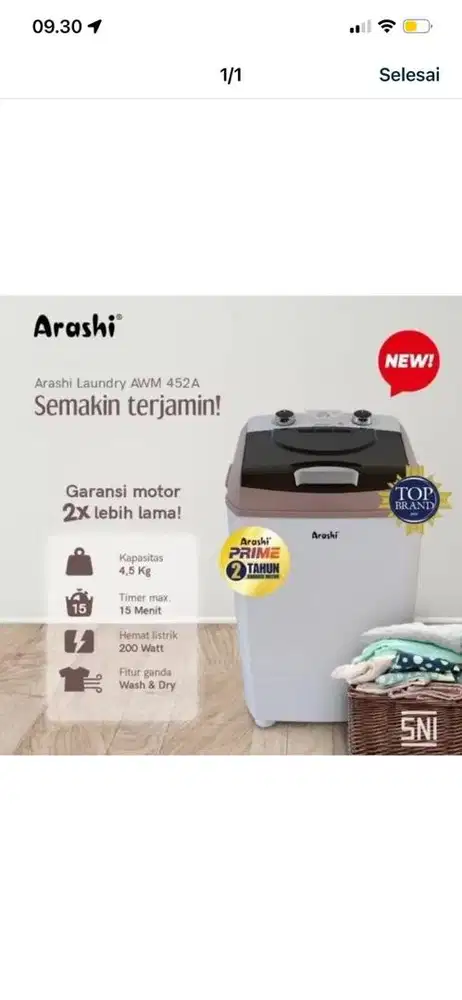 Mesin cuci mini portable arashi AWM 452