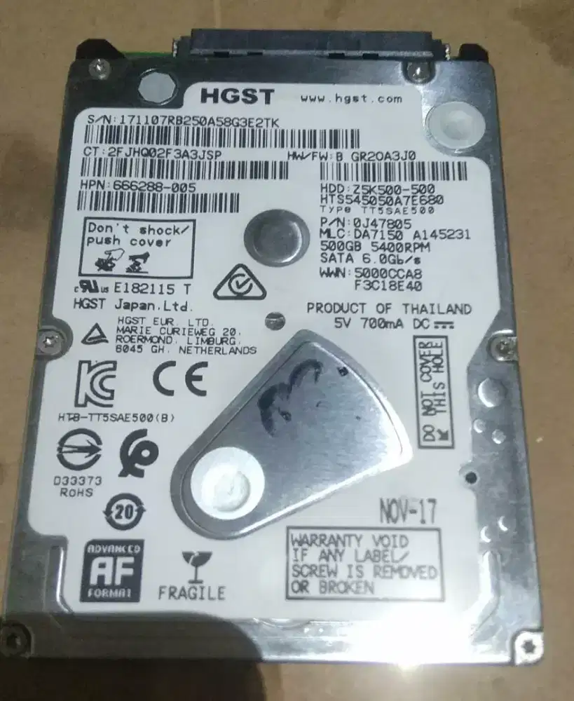HARDISK LAPTOP SATA 2,5' FOR LAPTOP/PS GOOD CONDITION JAKSEL