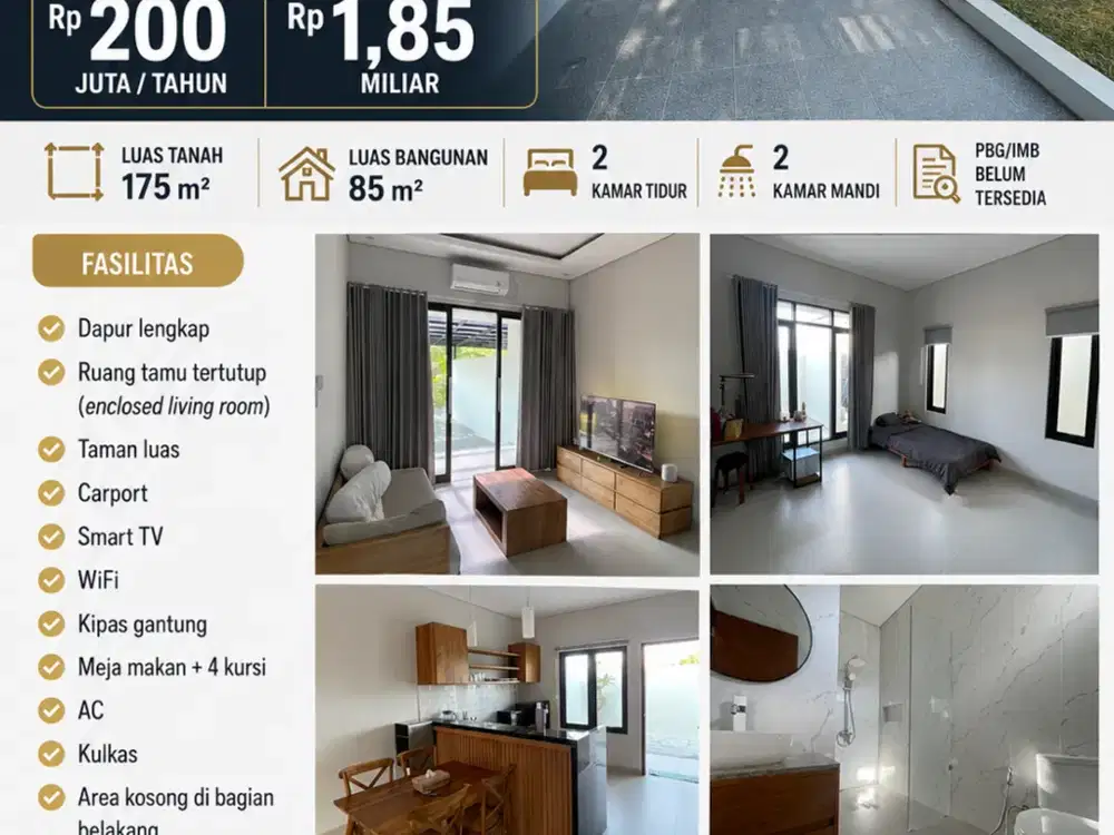 DIJUAL / DISEWAKAN TAHUNAN – RUMAH MODERN DI UNGASAN