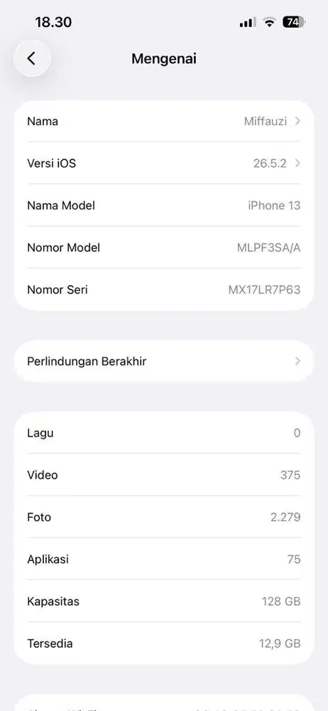 Iphone 13 Midnight 128Gb Resmi Ibox Mulus No Minus Pemakaian Pribadi
