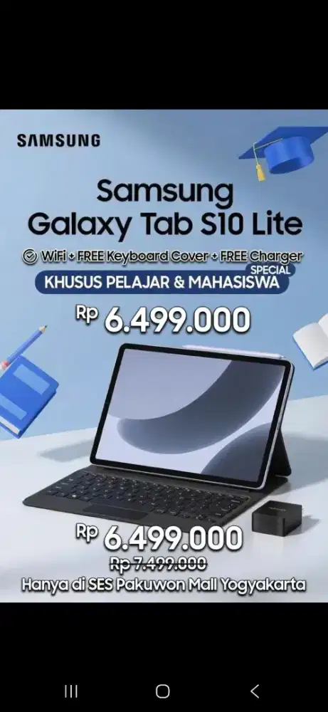 Samsung Galaxy Tab S10 Lite

WiFi + FREE Keyboard Cover + FREE Charger