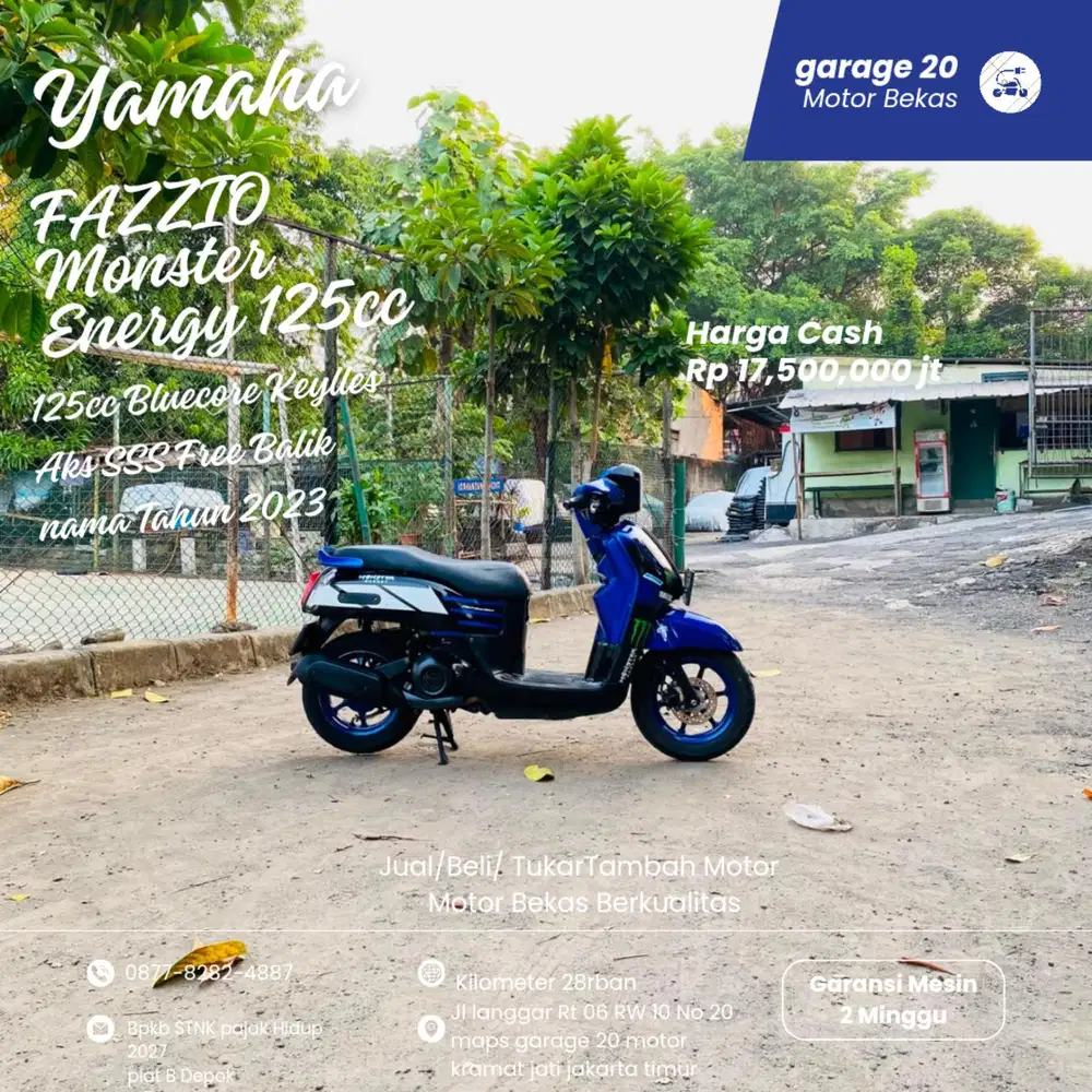 Yamaha Fazzio 125cc Keylles Monster Energy Free Balik nama Tahun 2023