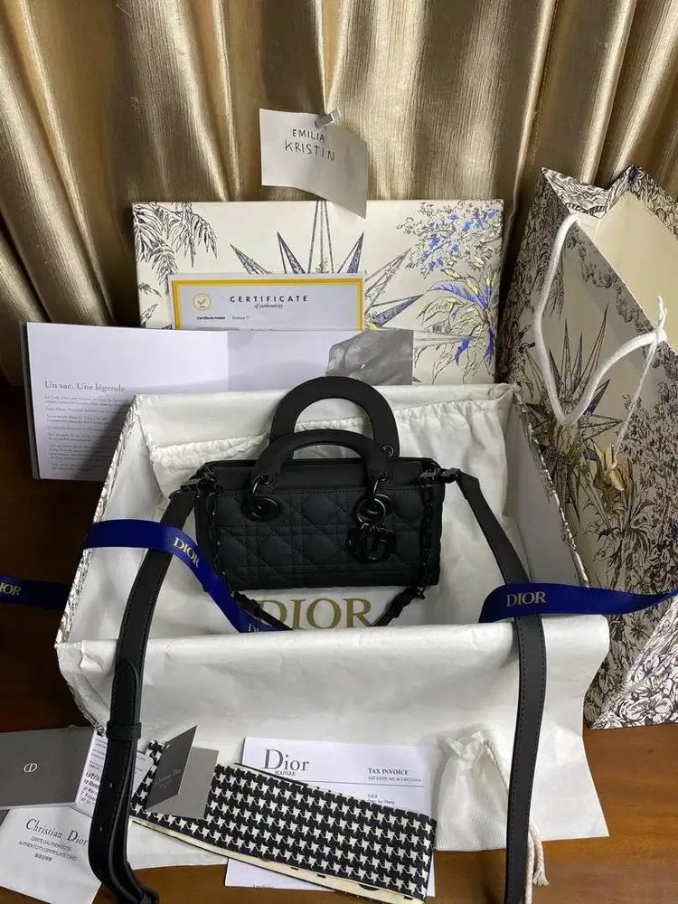 Preloved Dior medium lady d-joy bag ultramatte black