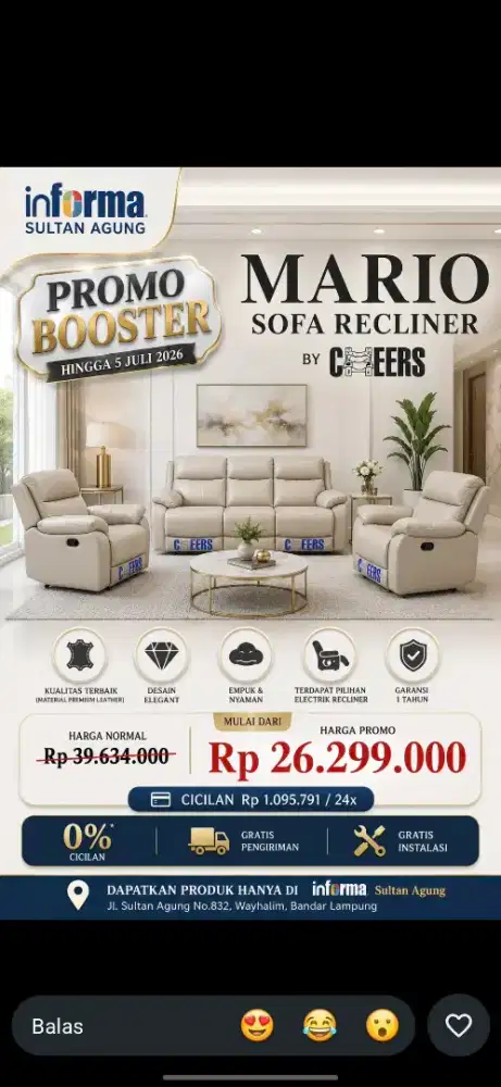 Promo sofa cheers informa