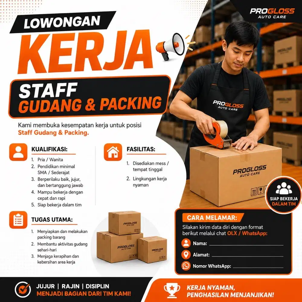 DIBUTUHKAN SECEPATNYA TEAM PACKING