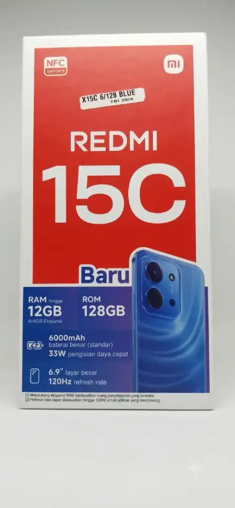 Redmi 15C ram 12gb (6+6) memori 128gb openbox resmi termurah