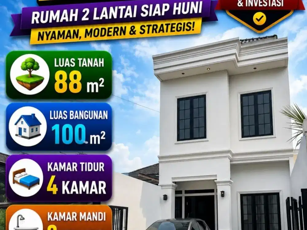 Rumah dijual Murah 2 Lantai, Jatimakmur, Bekasi dekat LRT Cikunir dan Tol Jatibening