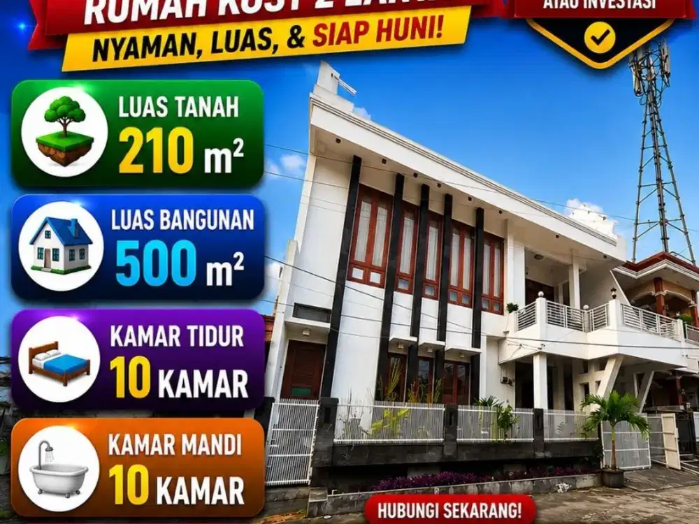 Rumah Kost dijual Murah 2 Lt. Harapan Baru, Bekasi Barat dekat Stasiun Cakung