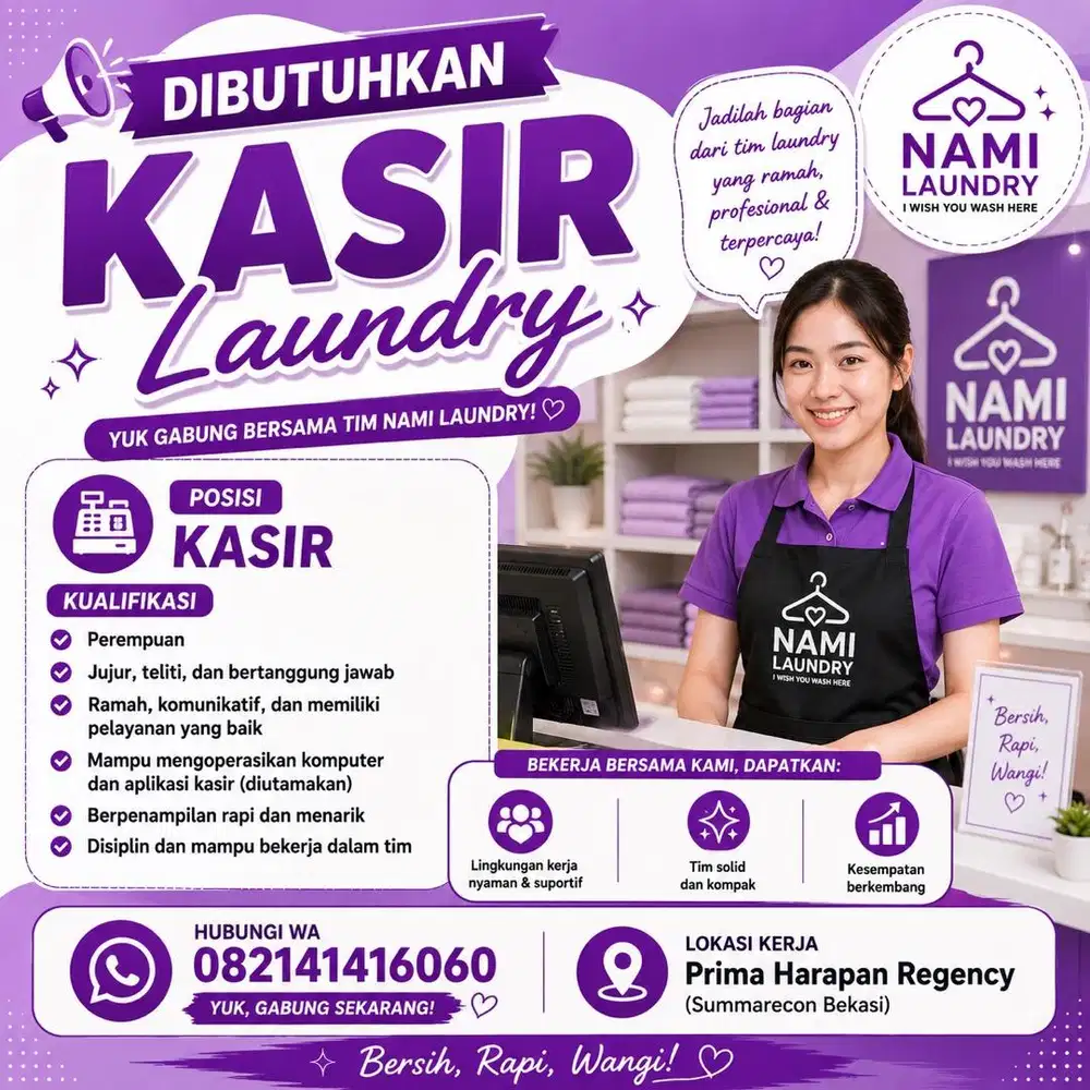 Lowongan Pegawai  Laundry  –  Laundry Bekasi