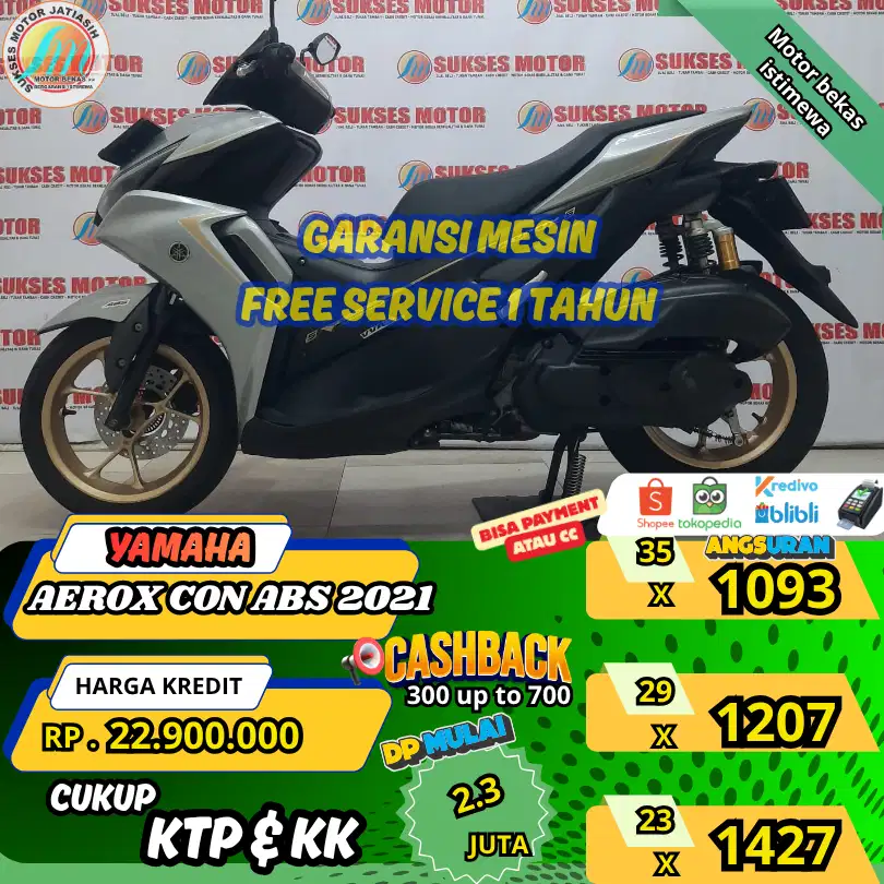 YAMAHA AEROX CON ABS 2021 DP&ANGSURAN TERMURAH SYRTKTP&KK(SUKSESMOTOR)