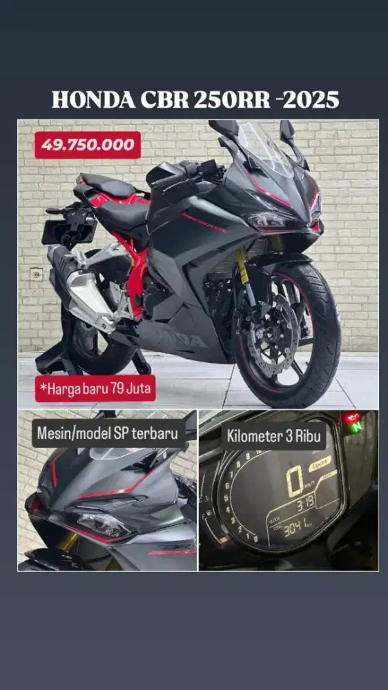 Odo 3rb Istimewa!!Honda New CBR 250RR 2025 Black N Asli Mulus-Mustika