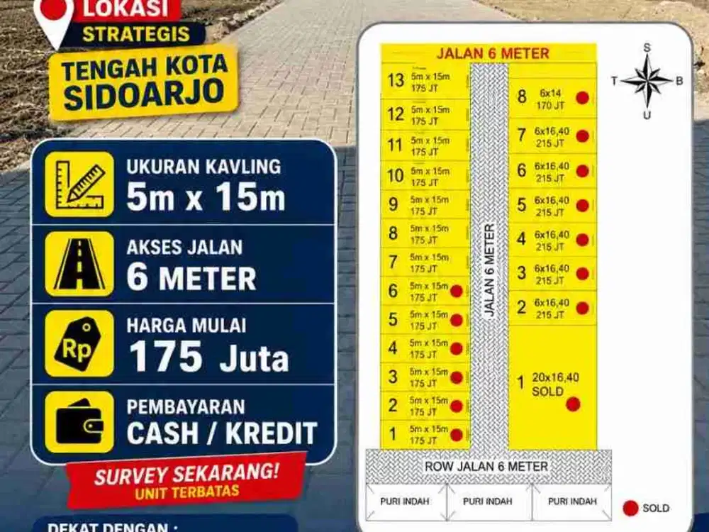 Tanah Kavling Pekarangan Murah siap Bangun di Desa Sidodadi, Candi, Sda