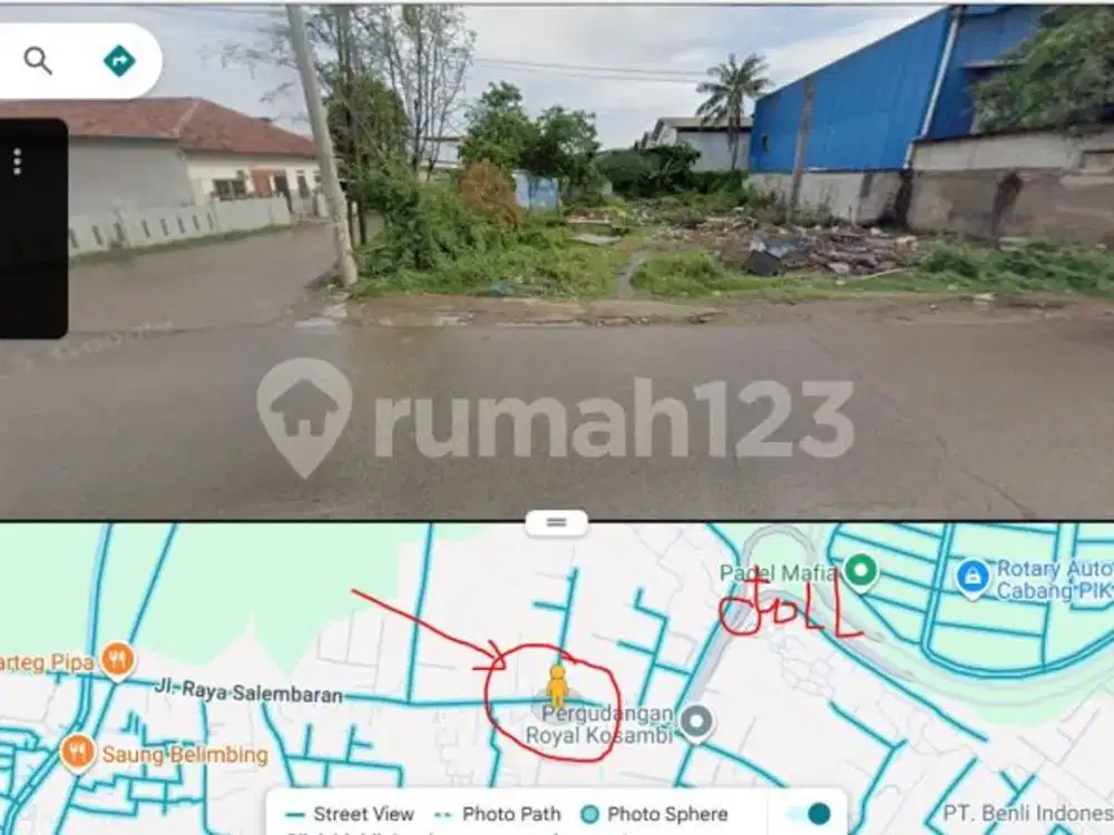 Harga Turun!, Tanah Jual, LT: 583M2 (19X32), Rp 6,5Jt/M2, SHM, Timur, Dekat Toll (Lihat Video), Jl. Salembaran Raya (Pergudangan), Tangerang
