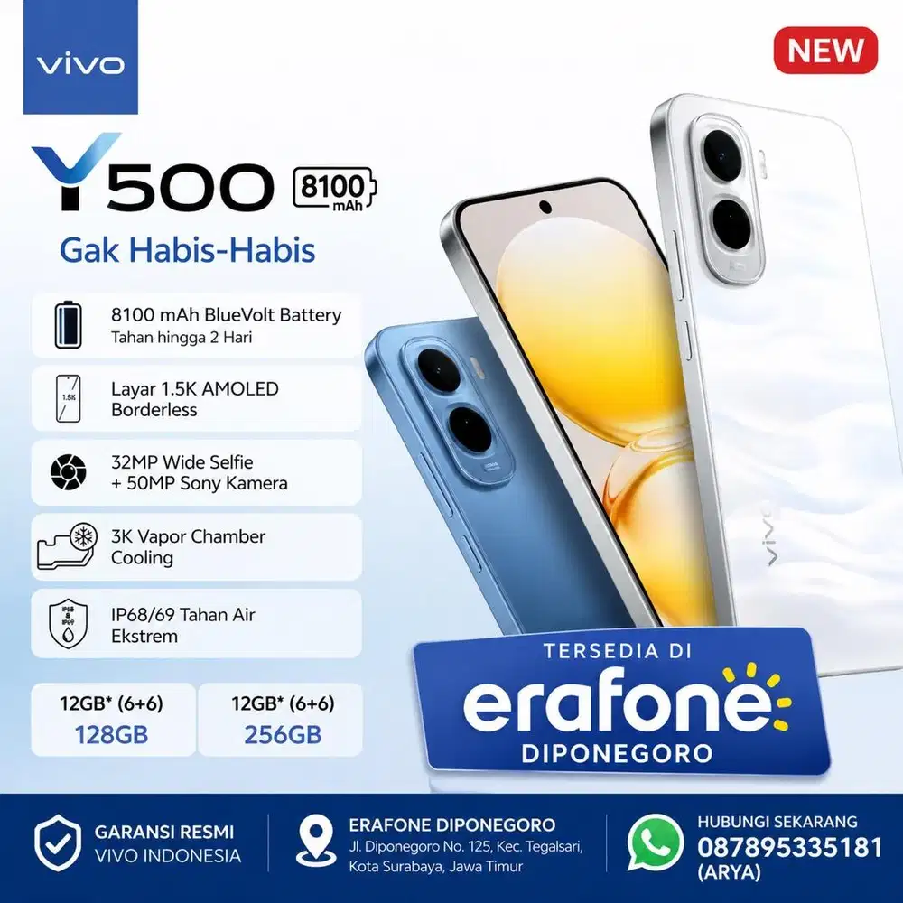 TERBARU VIVO Y500 (6+6/128) LAYAR 1.5K AMOLED || KREDIT CUKUP KTP