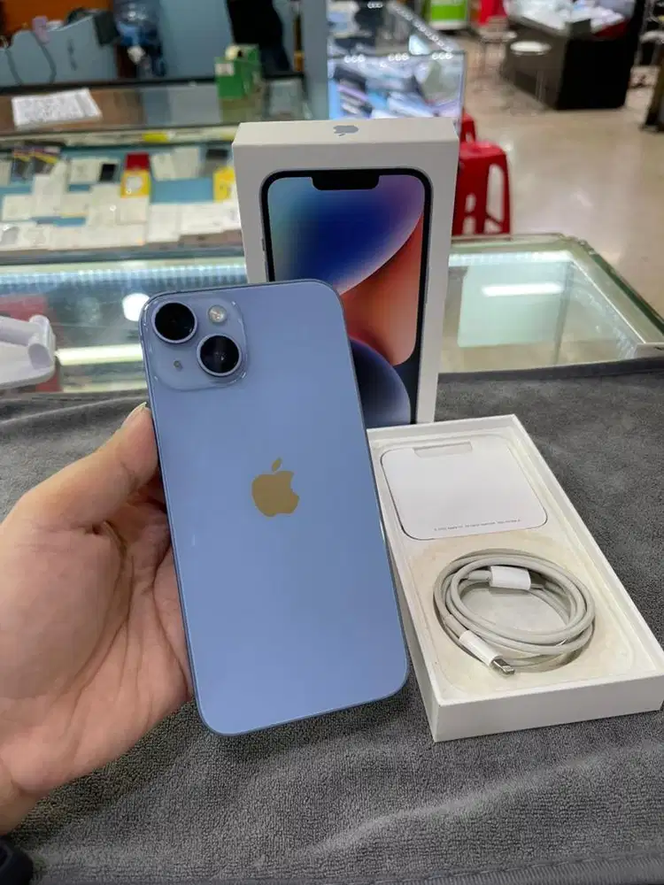 Iphone 14 128 biru ex Ibox fullset
