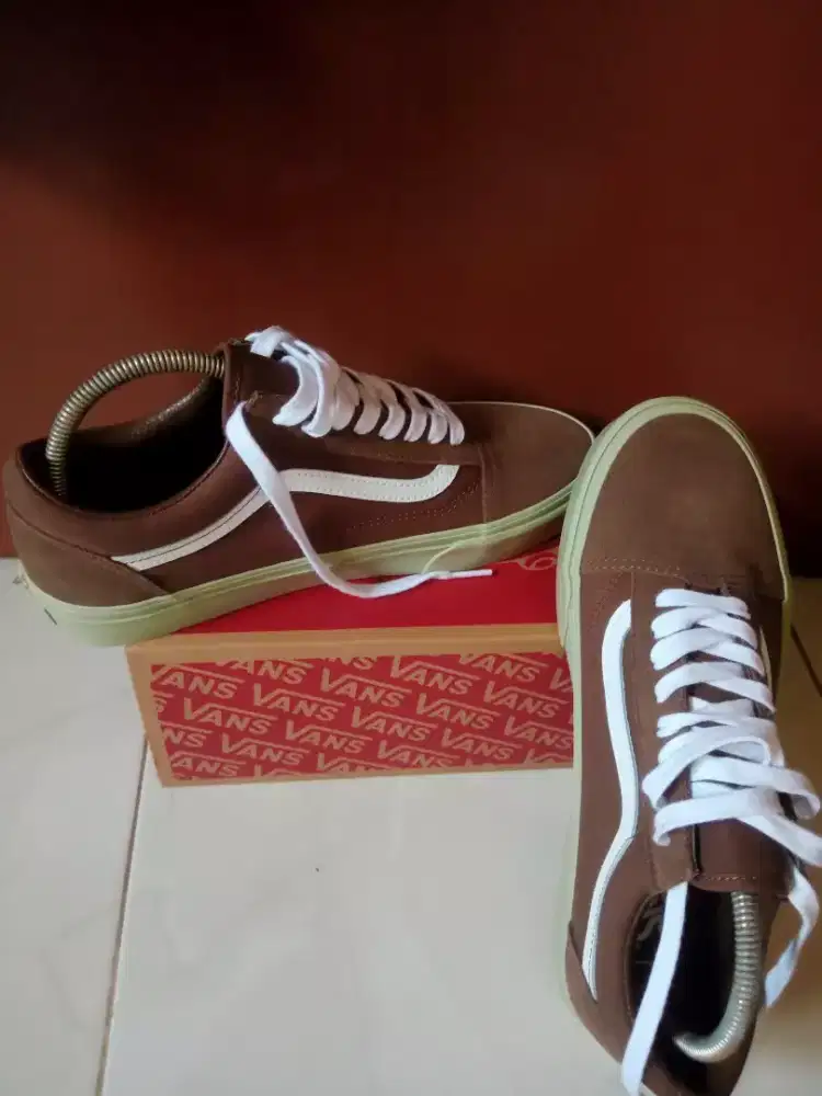 Sepatu Vans old skool sidewall brown original