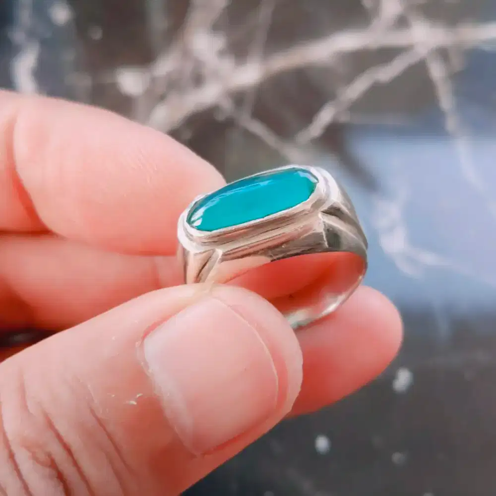 Cincin bacan kristal ring perak tempah