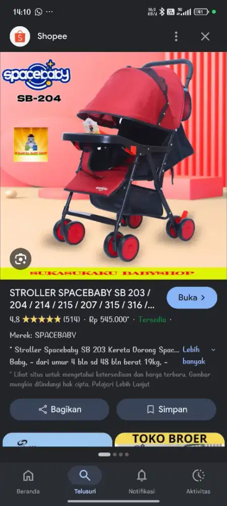 stroller space baby 204 red