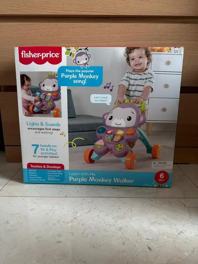Fisher Price Purple Monkey Walker mainan bayi