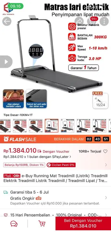 Treadmill elektrik bekas
