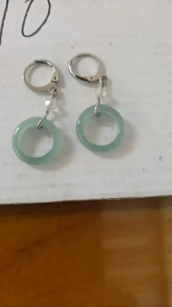 Anting Giok Burma (Asli) Model Donat Gantung Bagus dan Cantik