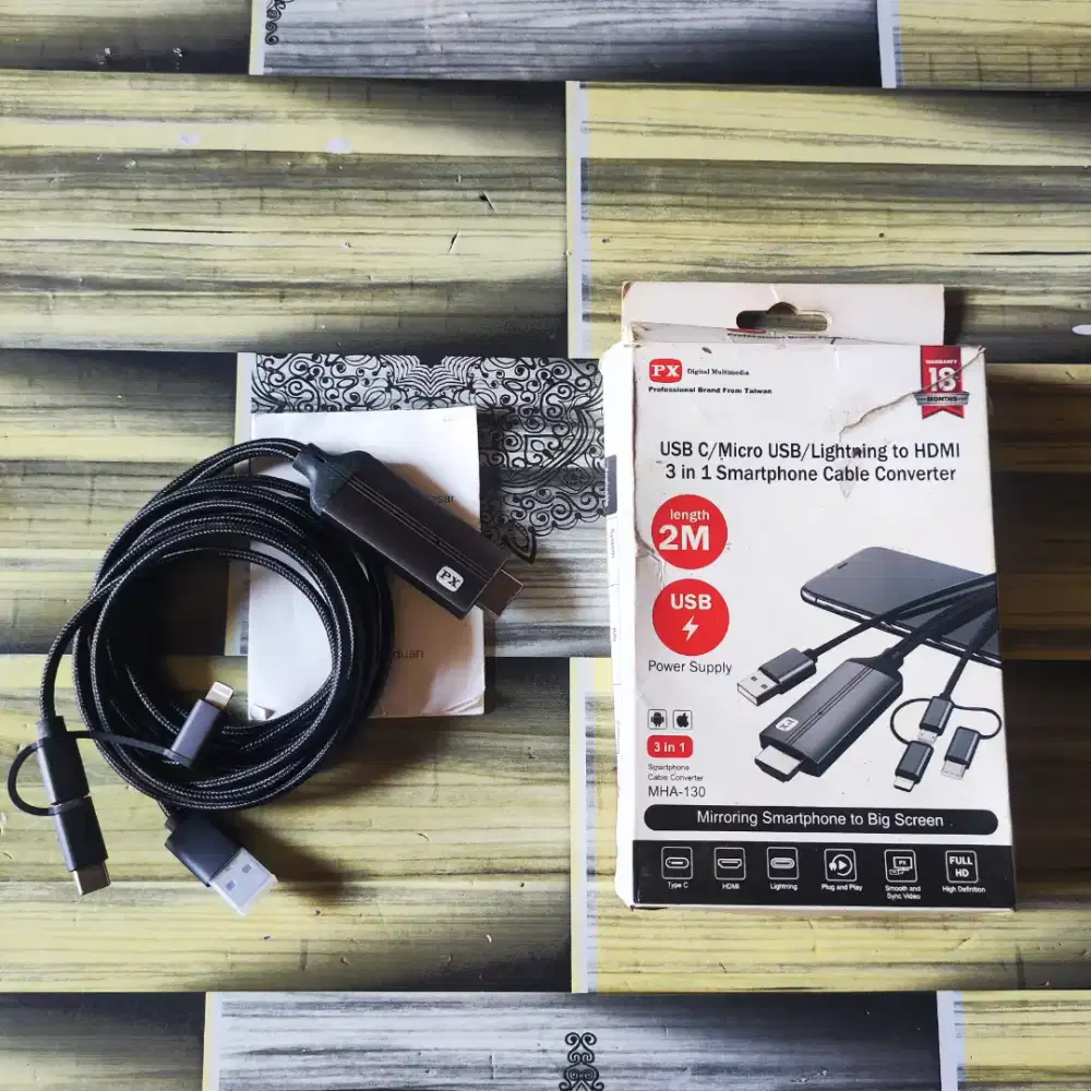 Kabel MHA-130 PX 3 in 1 Smartphone to HDMI Converter TV