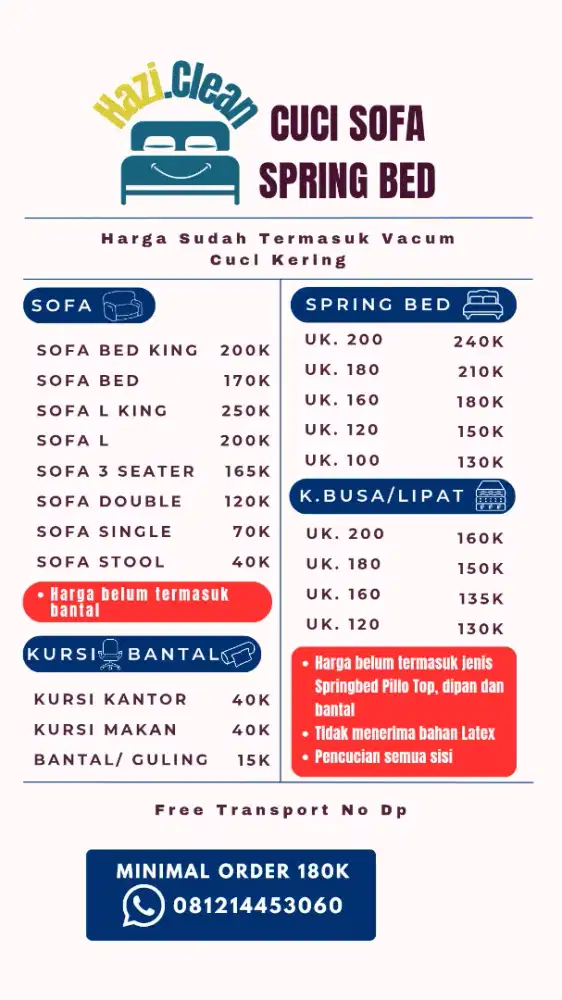 Cuci sofa springbed