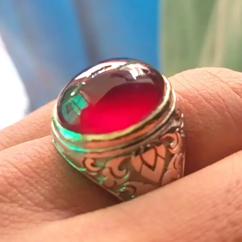 Batu cincin Red Garnet Natural 1000%, bukan bacan/kalimaya/zamrud/ruby