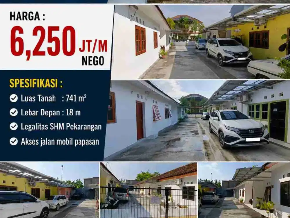 Dijual Tanah 741 m² Bonus 6 Rumah Kontrakan Aktif Jalan Kaliurang KM 7,5 Dekat UGM SHM Pekarangan