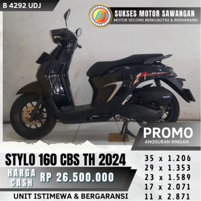 ISTIMEWA HONDA STYLO 160 CBS TH 2024 HITAM MULUS BISA CASH KREDIT