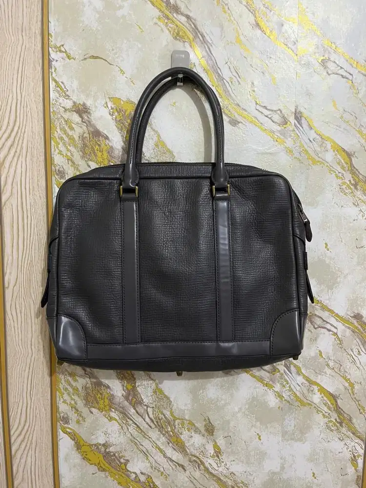 COACH GREY LEATHER BRIEFCASE / LAPTOP BAG
