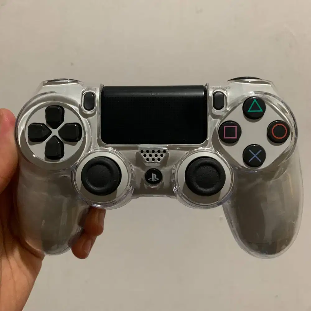 Stik PS4 Ori Mesin Putih LED Bar + Crystal Case