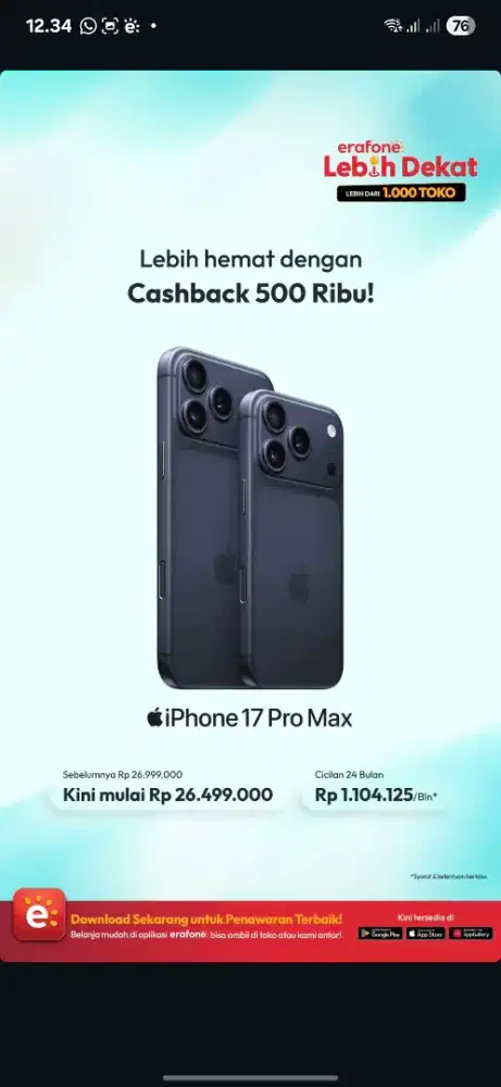 CICILAN SAMPAI UP TO 24 BULAN DAN 0% BUNGA CASHBACK TAMBAHAN