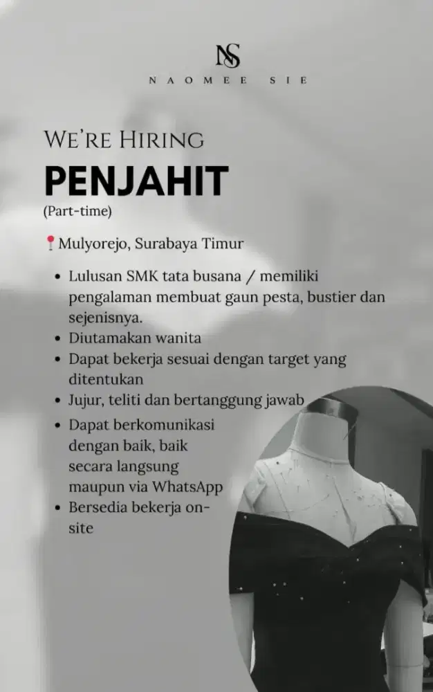 LOWONGAN KERJA PENJAHIT