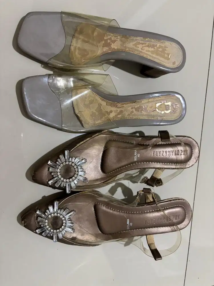 Heels abu2 dan coklat