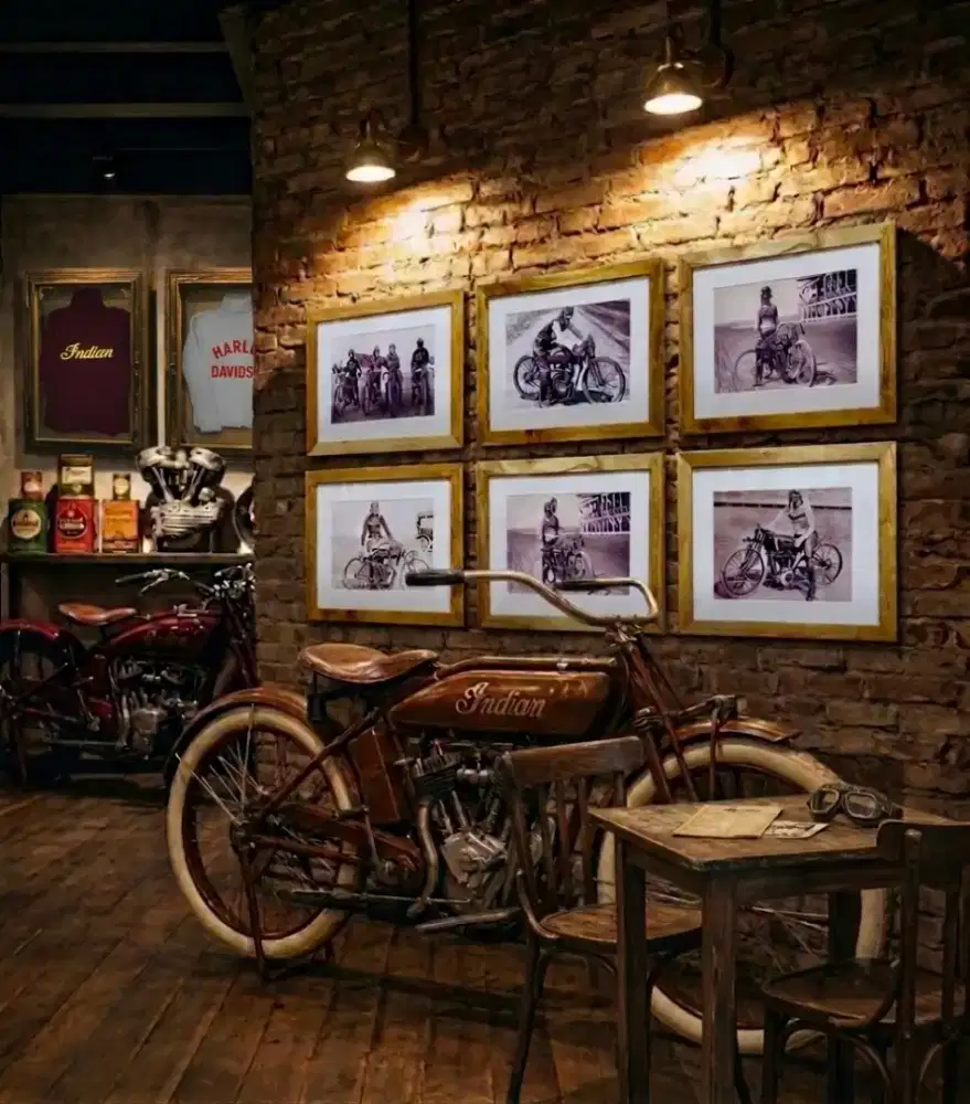 Pigura bingkai gambar photo sepeda motor kawas vintage antik jadul