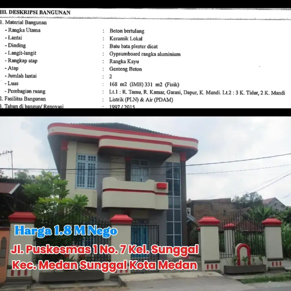 Rumah Lantai 2 Pinggir Jalan