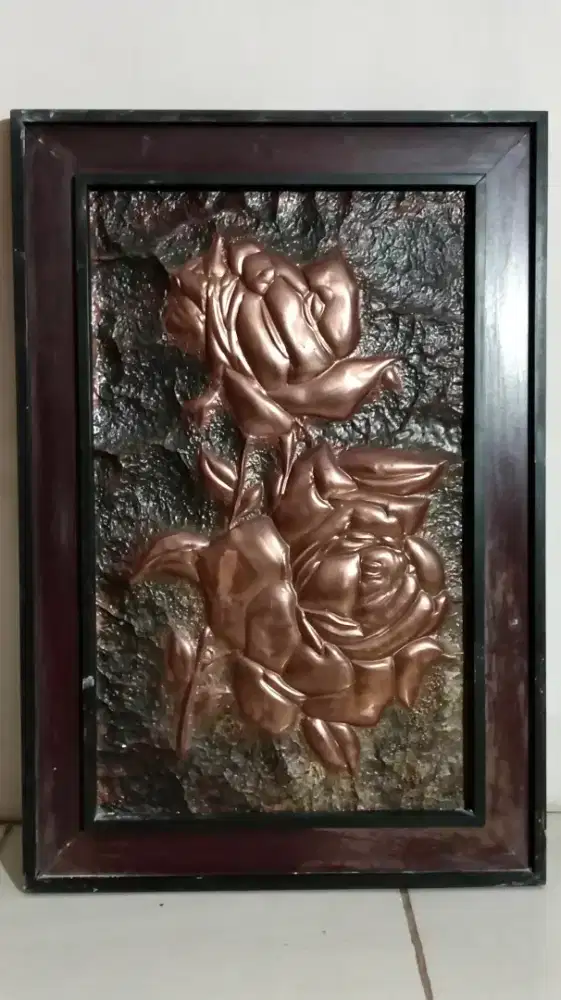 Antik Relief Seni Pahat Tembaga 1980's