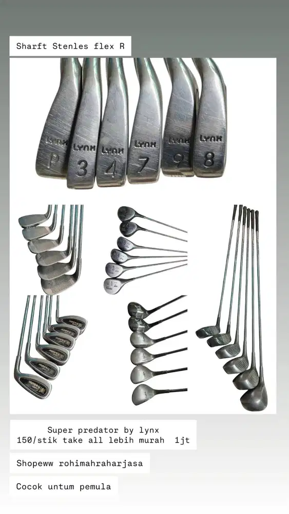 Stik golf lynx super predator paket bisa satuan bisa