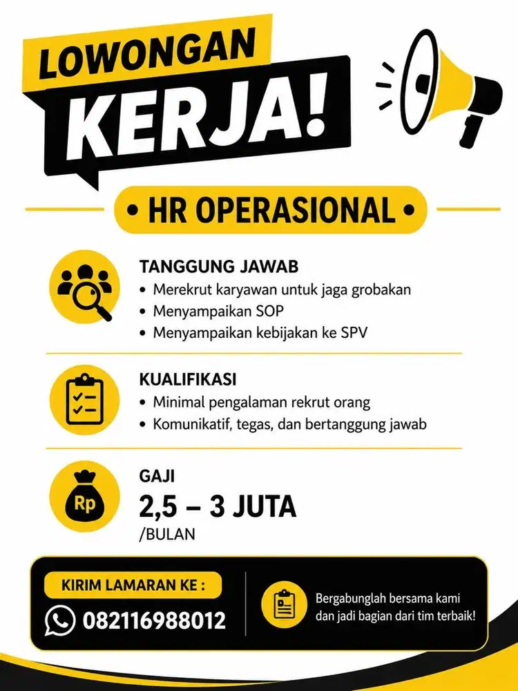 Di butuhkan HR untuk rekrut orang