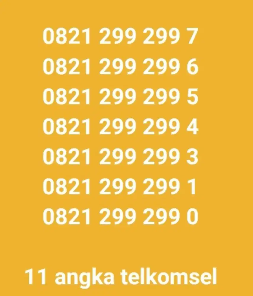 Nomor  cantik telkomsel 11 angka seri 299 299