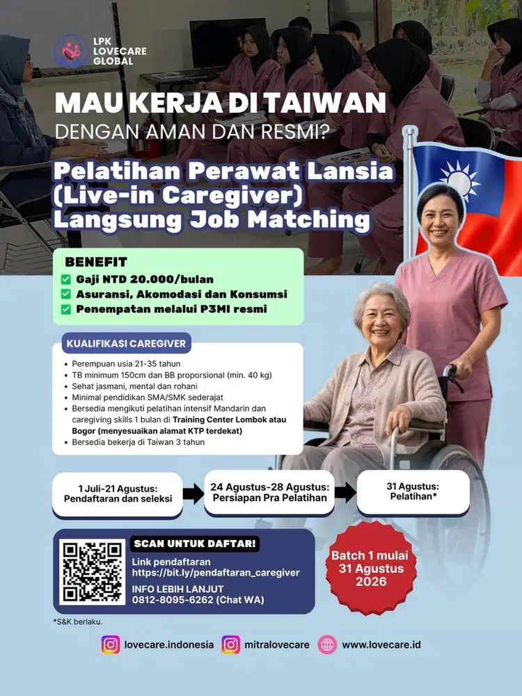 Lowongan Kerja Perawat Non Medis (Taiwan)