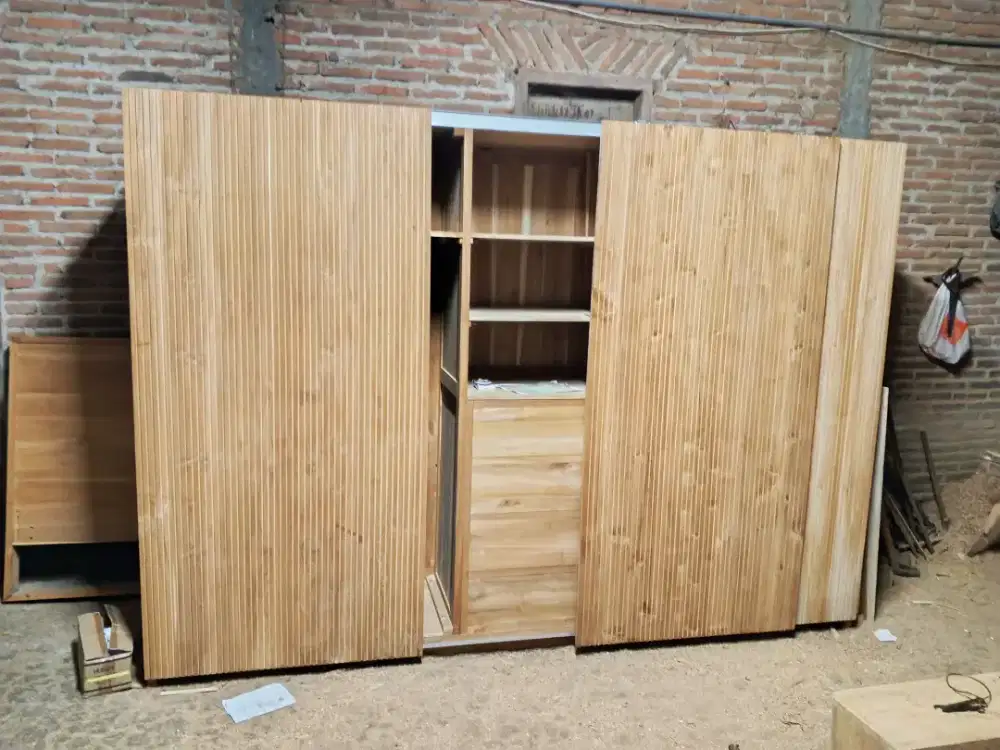 Almari pakaian minimalis modern terbaru pintu sliding
