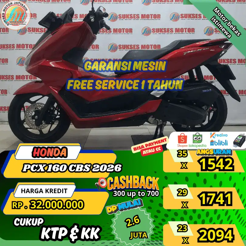 HONDA PCX 160 CBS 2026 DP&ANGSURAN TERMURAHSYRTKTP&KK(SUKSESMOTOR)