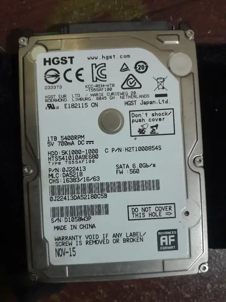 Hardis laptop HGST 1000gb atau 1 tera