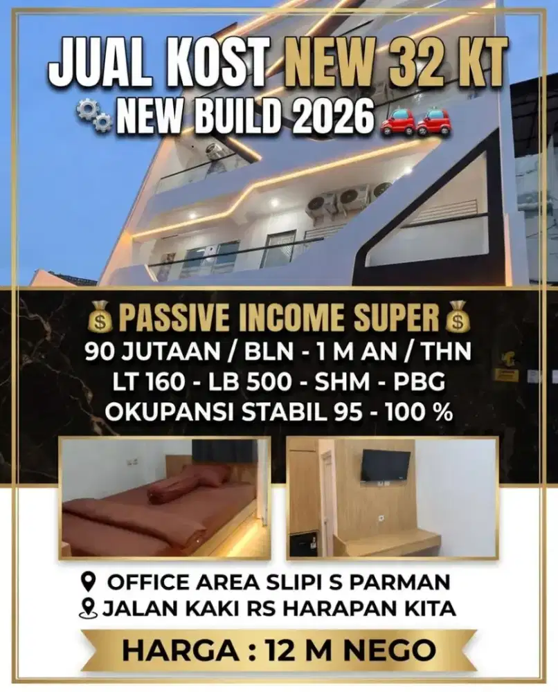 JUAL KOST KOSAN AREA SLIPI S PARMAN JALAN KAKI RS HARAPAN KITA