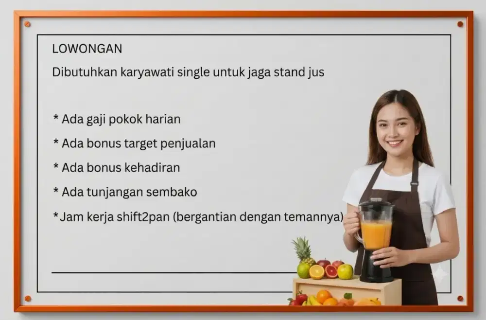 Lowongan segera untuk jualan minuman jus