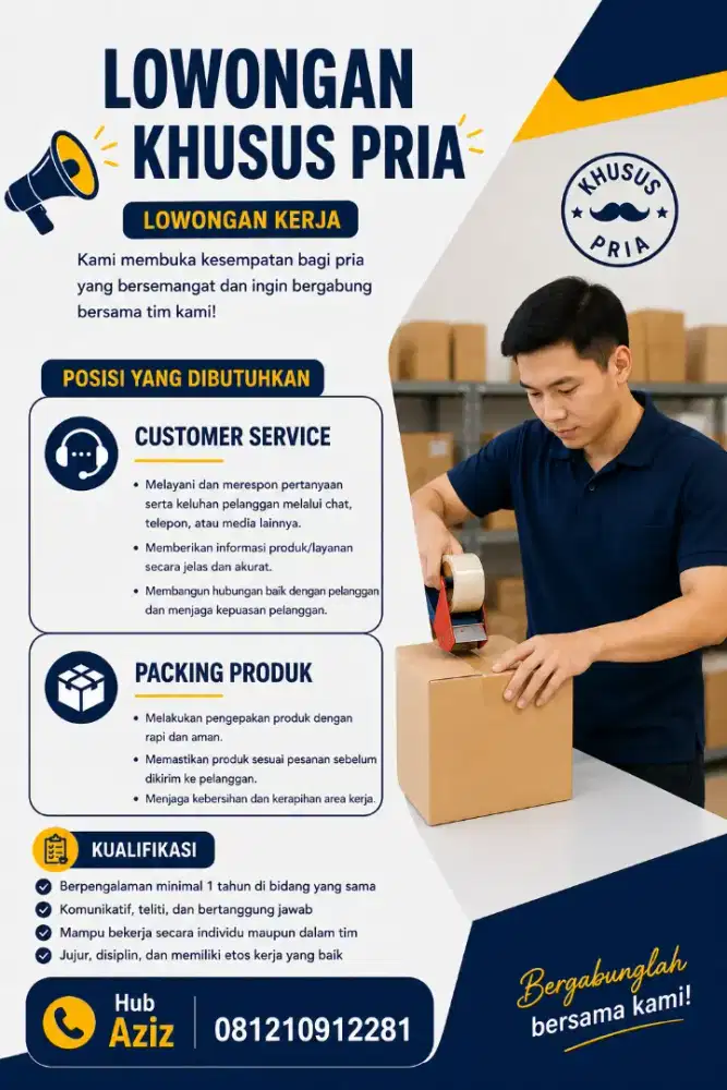 Dibuka Lowongan Posisi CS dan Packing Online shop