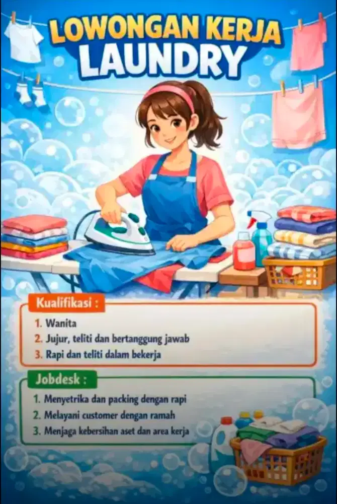 DIBUTUHKAN KARYAWAN LAUNDRY